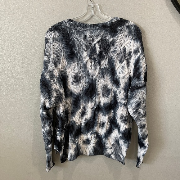Anthropologie Pilcro Joni Cable Knit Sweater Tie-Dye Black Size Medium - Picture 4 of 6